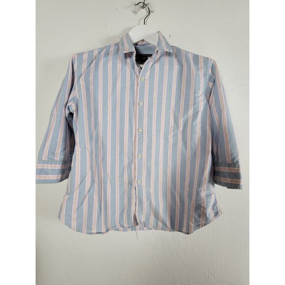 Ralph Lauren Sport Womens Slim Fit XL Striped Button-Up Shirt 3/4 Sleeve Cotton - Picture 1 of 11
